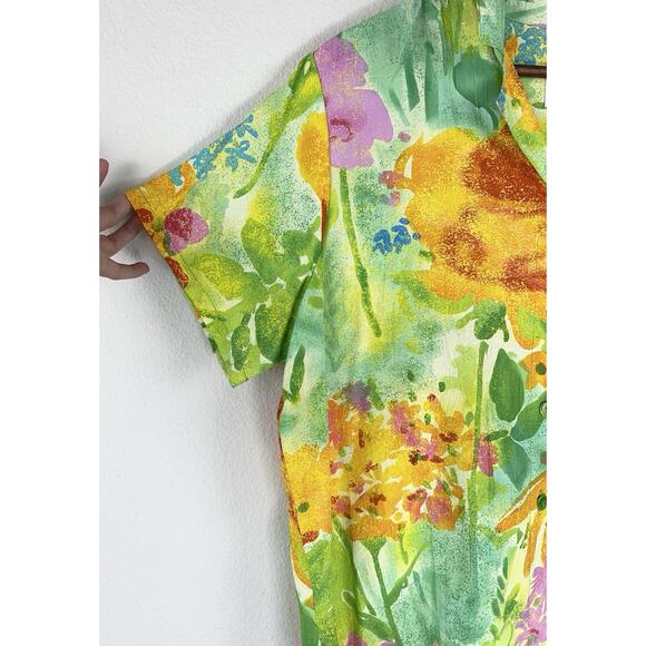 Jams World Summer Garden Floral Hawaiian Shirt Women’s L 100% Rayon - Picture 6 of 9